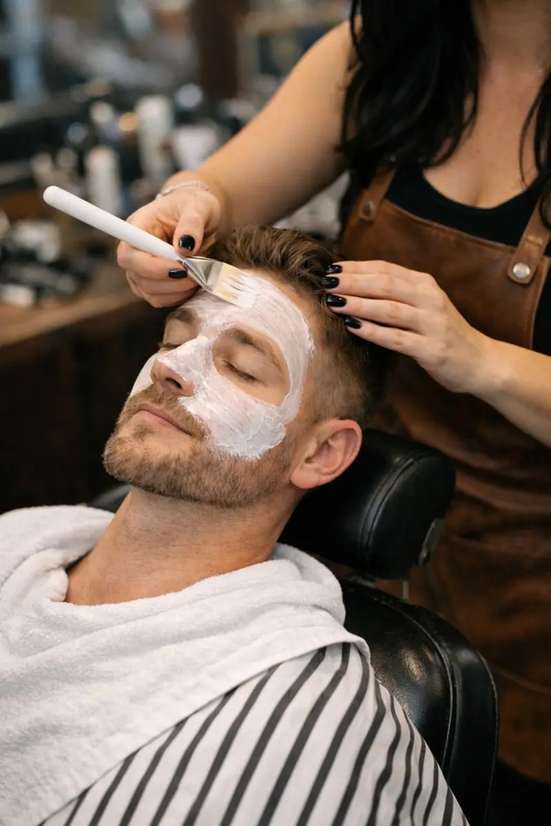Men's facial treatment and skincare at Ludmi Barber Davie FL